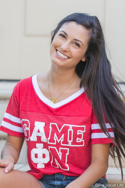 Alpha Phi Game On Jersey Tee