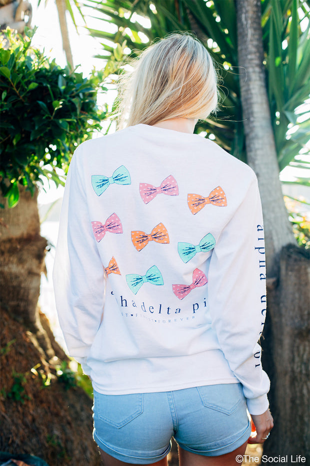 Alpha Delta Pi Bow Longsleeve Pocket Tee