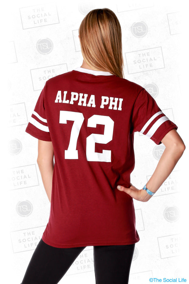 Alpha Phi "Alpha Phifa" Striped Sleeve Jersey