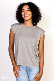 Women's Flowy Muscle Tee with Rolled Cuffs