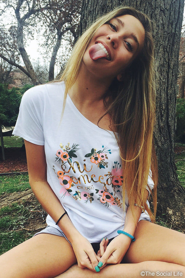 Chi Omega Flowy Floral Tee