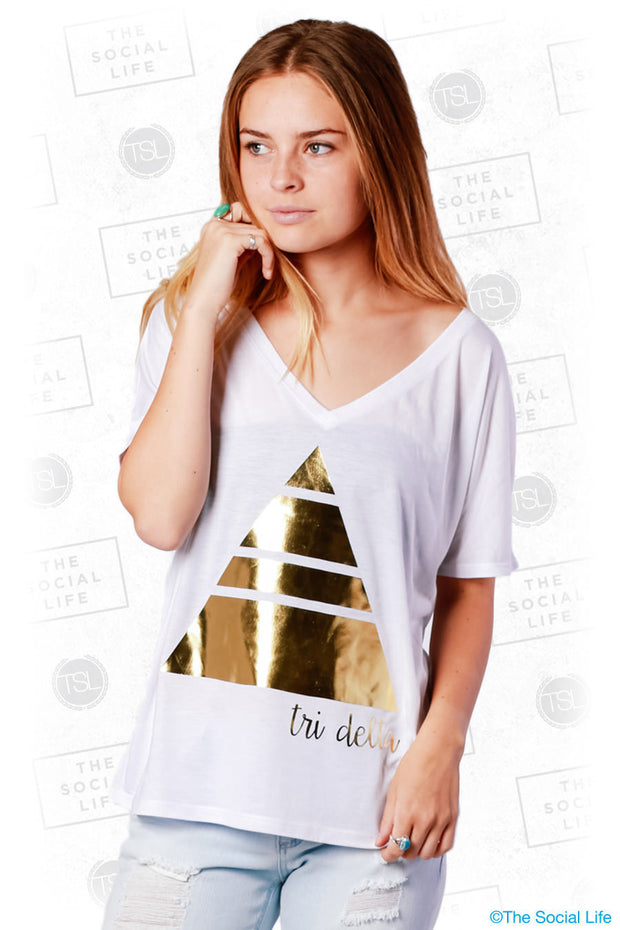 Foil Delta V-Neck Tee