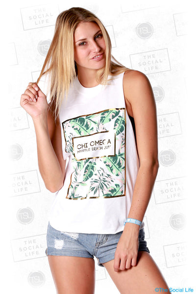 Chi Omega Tropical Palms Muscle Tank