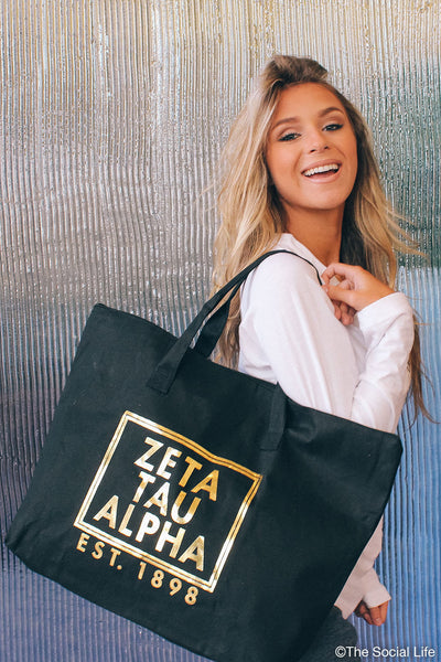 Zeta Tau Alpha Zippered Tote Bag